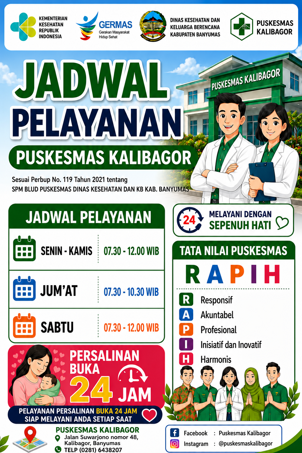 JADWAL PELAYANAN PUSKESMAS KALIBAGOR
